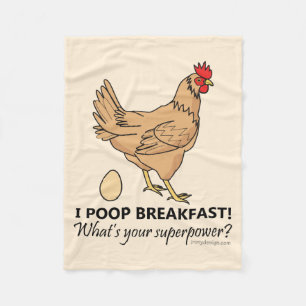 Chicken Poops Breakfast Funny Design Fleece Deken