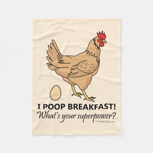 Chicken Poops Breakfast Funny Design Fleece Deken (Voorkant)
