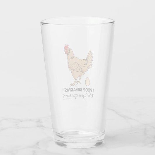 Chicken Poops Breakfast Funny Design Glas (Achterkant)
