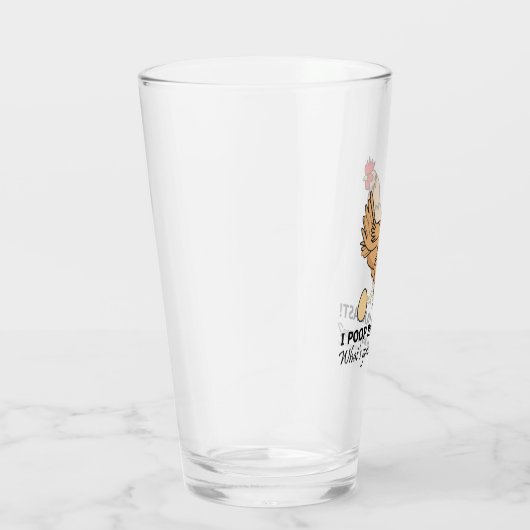 Chicken Poops Breakfast Funny Design Glas (Rechts)