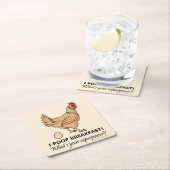 Chicken Poops Breakfast Funny Design Kartonnen Onderzetters (Insitu)