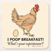 Chicken Poops Breakfast Funny Design Kartonnen Onderzetters (Voorkant)