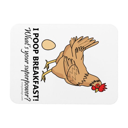 Chicken Poops Breakfast Funny Design Magneet (Horizontaal)