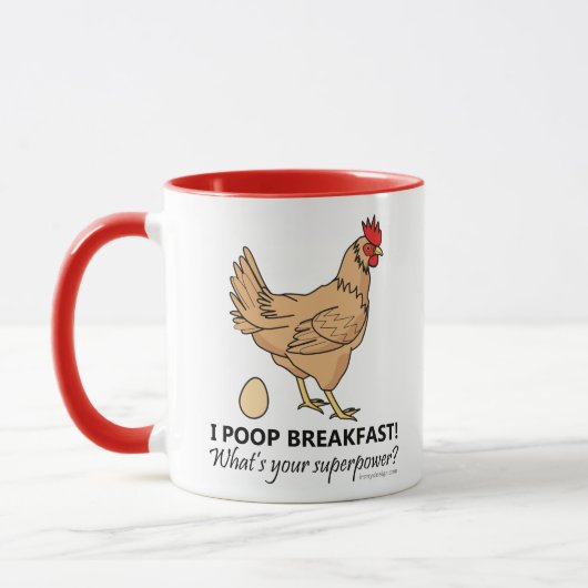 Chicken Poops Breakfast Funny Design Mok (Links)