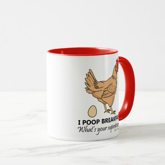 Chicken Poops Breakfast Funny Design Mok (Voorkant rechts)