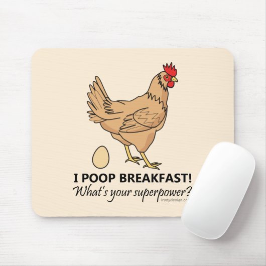 Chicken Poops Breakfast Funny Design Muismat (Met muis)
