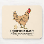 Chicken Poops Breakfast Funny Design Muismat (Voorkant)