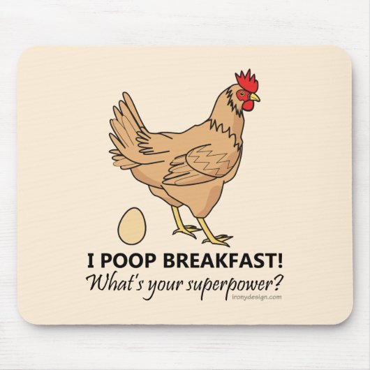 Chicken Poops Breakfast Funny Design Muismat (Voorkant)