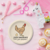 Chicken Poops Breakfast Funny Design Papieren Bordje (Feest)