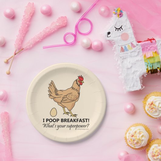 Chicken Poops Breakfast Funny Design Papieren Bordje (Feest)