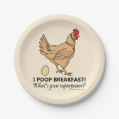 Chicken Poops Breakfast Funny Design Papieren Bordje (Voorkant)