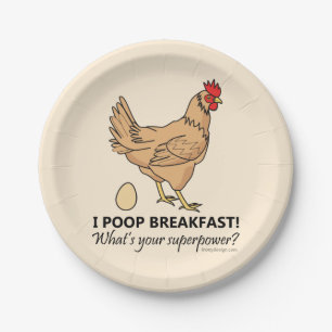 Chicken Poops Breakfast Funny Design Papieren Bordje