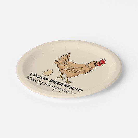 Chicken Poops Breakfast Funny Design Papieren Bordje (Gekanteld)
