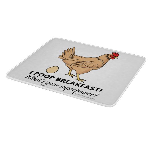 Chicken Poops Breakfast Funny Design Snijplank (Hoek)