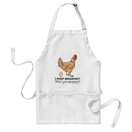 Chicken Poops Breakfast Funny Design Standaard Schort (Voorkant)