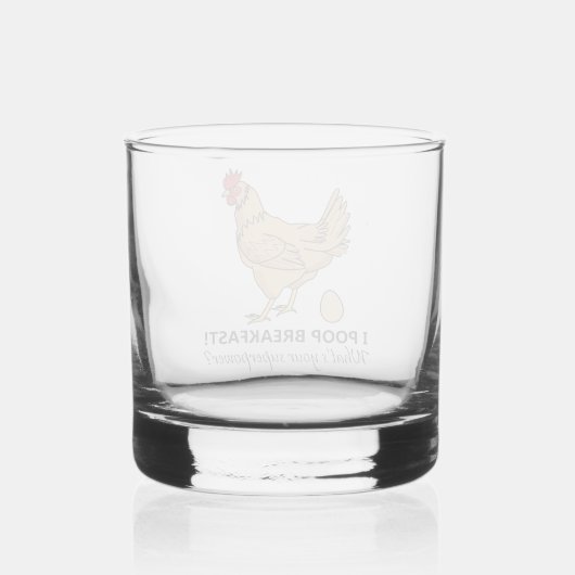 Chicken Poops Breakfast Funny Design Whisky Glas (Achterkant)