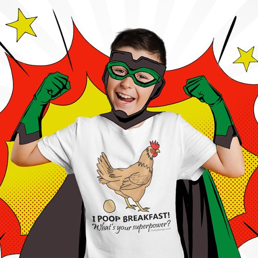 Chicken Poops Breakfast Funny Illustration T-shirt