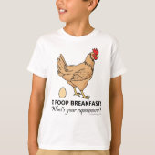 Chicken Poops Breakfast Funny Illustration T-shirt (Voorkant)