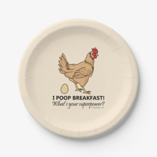 Chicken Poops Breakfast Funny Paper Borden Papieren Bordje