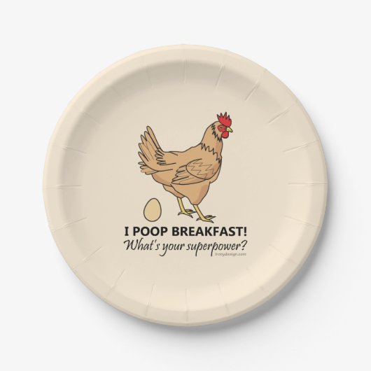 Chicken Poops Breakfast Funny Paper Borden Papieren Bordje (Voorkant)