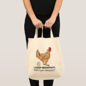 Chicken Poops Breakfast Funny Tote Bag (Voorkant (product))