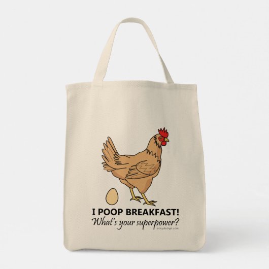 Chicken Poops Breakfast Funny Tote Bag (Achterkant)