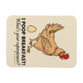 Chicken Poops Ontbijt Grappig design Beige Magneet (Horizontaal)