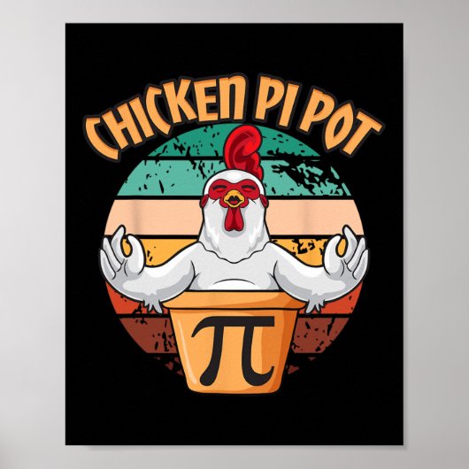 Chicken Pot Pi Apparel Pi Day Retro Wiskunde L Poster (Voorkant)