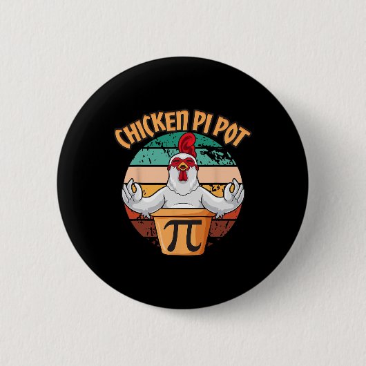 Chicken Pot Pi Apparel Pi Day Retro Wiskunde L Ronde Button 5,7 Cm (Voorkant)