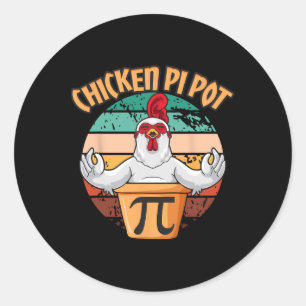 Chicken Pot Pi Apparel Pi Day Retro Wiskunde L Ronde Sticker