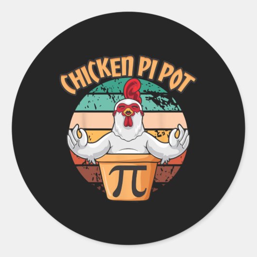 Chicken Pot Pi Apparel Pi Day Retro Wiskunde L Ronde Sticker (Voorkant)