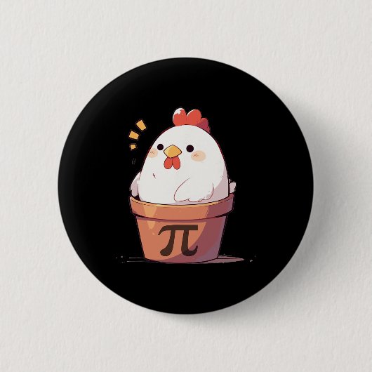 Chicken Pot Pi Day Mannen Vrouwen Kinder Wiskunde Ronde Button 5,7 Cm (Voorkant)