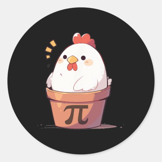 Chicken Pot Pi Day Mannen Vrouwen Kinder Wiskunde Ronde Sticker (Voorkant)