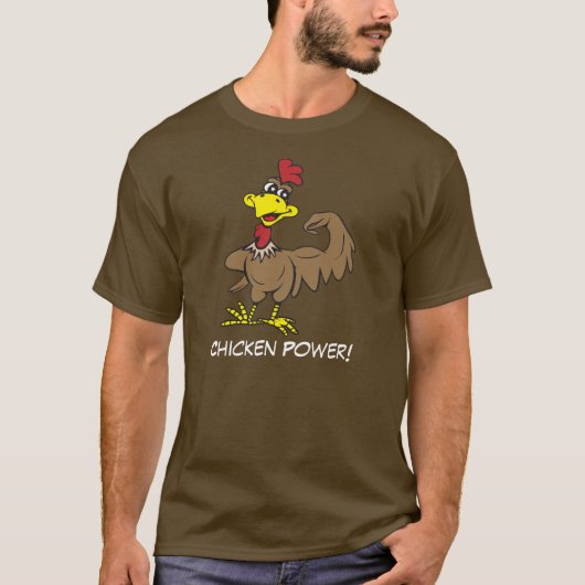 Chicken Power. Tekst 1! Donker! T-shirt (Voorkant)