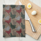 Chicken Pset Burlap Farmhouse Theedoek (Quarter Fold)