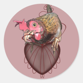 Chicken Pulling Heartstrings Ronde Sticker
