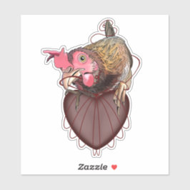 Chicken Pulling Heartstrings Sticker