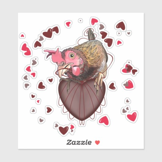 Chicken Pulling Heartstrings Sticker (Vel)