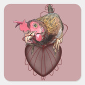 Chicken Pulling Heartstrings Vierkante Sticker (Voorkant)