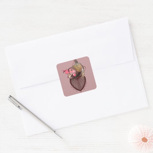 Chicken Pulling Heartstrings Vierkante Sticker (Envelop)