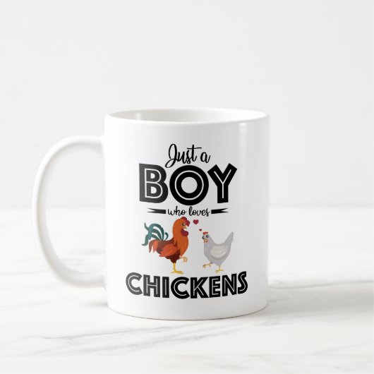 Chicken Quote: Gewoon een jongen die van kippen ho Koffiemok (Links)