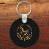 Chicken Raising &amp; Jesus Praising Shirt Men Wom Sleutelhanger (Voorkant)