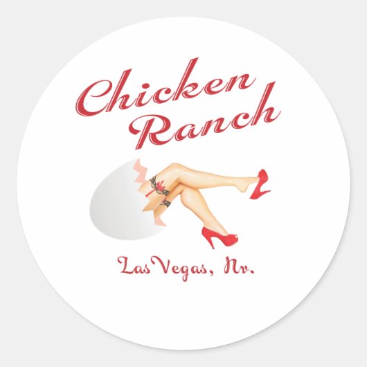 Chicken Ranch Las Vegas Nevada Ronde Sticker (Voorkant)