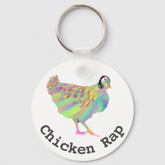 Chicken Rap Funny Meat Free Vegan Music Hen Humor Sleutelhanger (Voorkant)