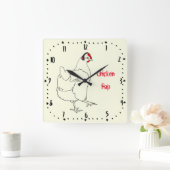 Chicken Rap Funny Music Meat Free Vegan Art Pun Vierkante Klok (Huis)