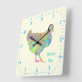 Chicken Rap Funny Music Meat Free Vegan Art Pun Vierkante Klok (Hoek)