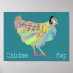 Chicken Rap Funny Vat Free Vegan Music Animal Art Poster