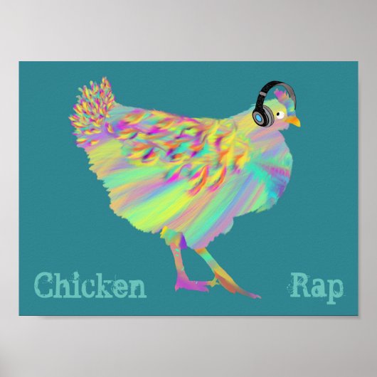 Chicken Rap Funny Vat Free Vegan Music Animal Art Poster (Voorkant)
