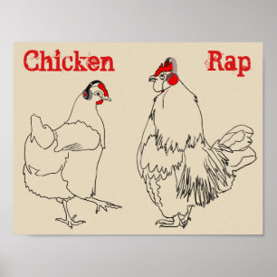 Chicken Rap Vat Free Funny Animal Art Vegan Humor Poster