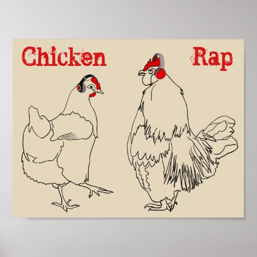 Chicken Rap Vat Free Funny Animal Art Vegan Humor Poster (Voorkant)